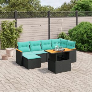 Set Divani da Giardino 7 pz con Cuscini Grigio in Polyrattan
