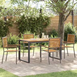 Set da Pranzo per Giardino 5 pcs Grigio e Marrone polyrattan