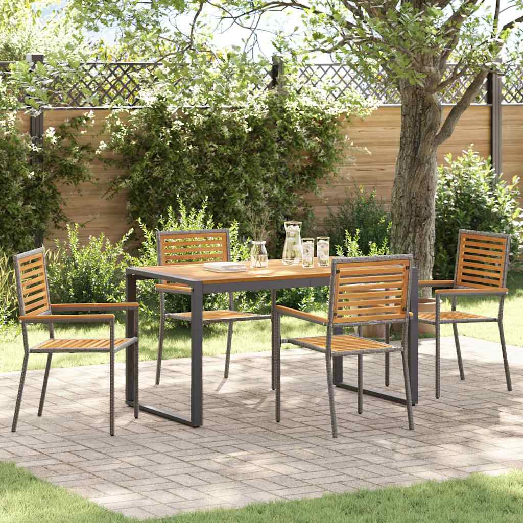 Set da Pranzo per Giardino 5 pcs Nero e Marrone polyrattan