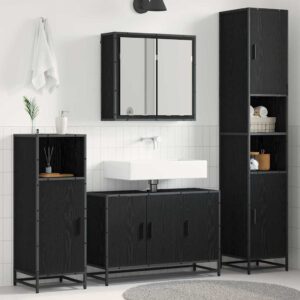 Set Mobili da Bagno 4 pz Rovere Sonoma in Legno Multistrato