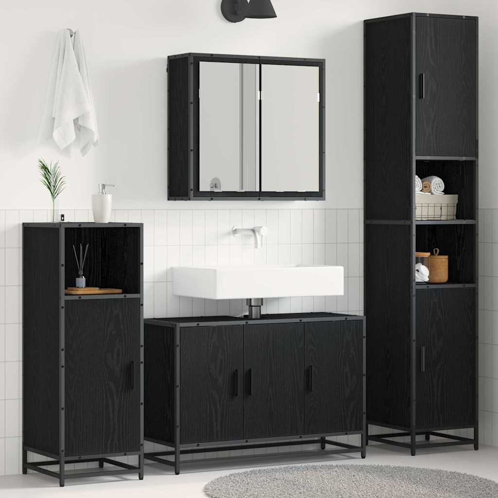 Set Mobili da Bagno 4 pz Rovere Sonoma in Legno Multistrato