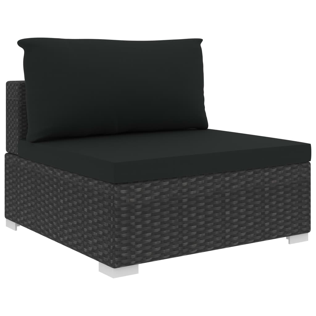 Set Divani da Giardino 12 pz con Cuscini in Polyrattan Nero - immagine 4