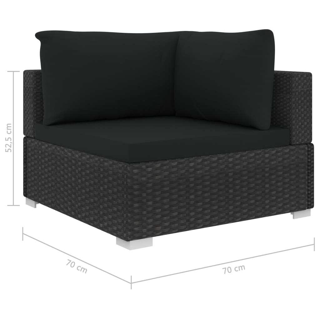 Set Divani da Giardino 12 pz con Cuscini in Polyrattan Nero - immagine 7