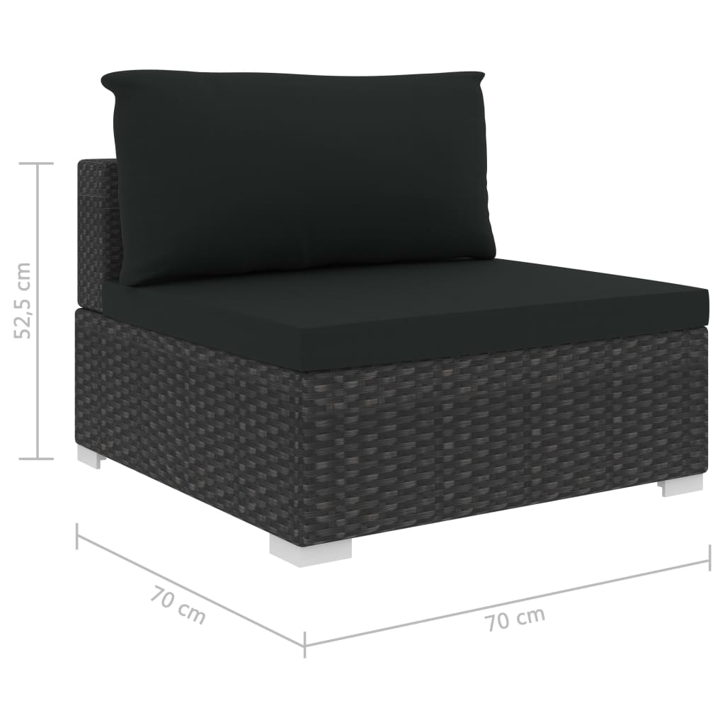 Set Divani da Giardino 12 pz con Cuscini in Polyrattan Nero - immagine 8