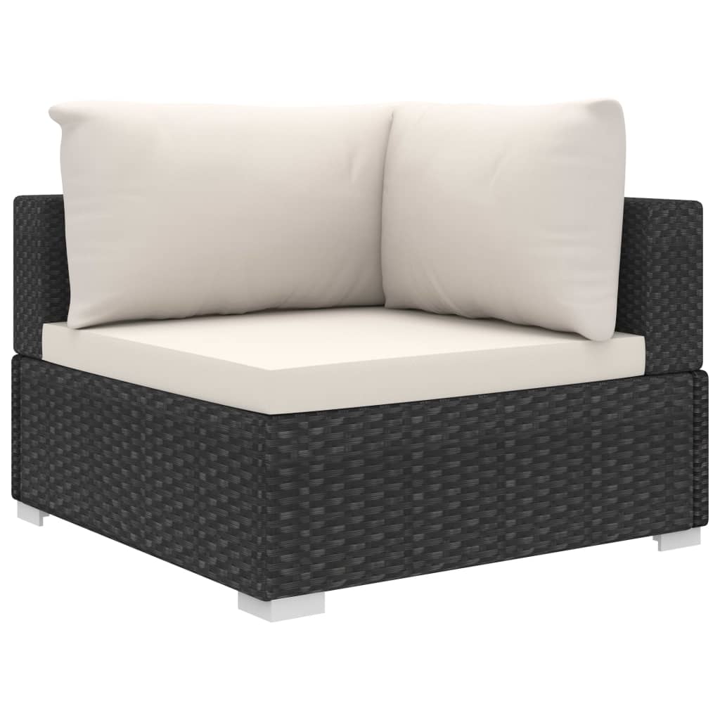 Set Divani da Giardino 8 pz con Cuscini in Polyrattan Nero - immagine 4