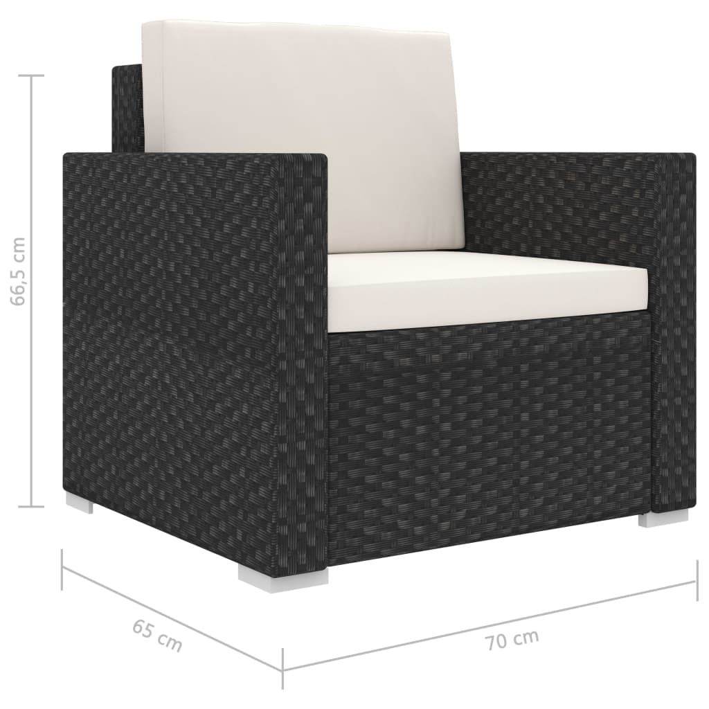 Set Divani da Giardino 8 pz con Cuscini in Polyrattan Nero - immagine 8
