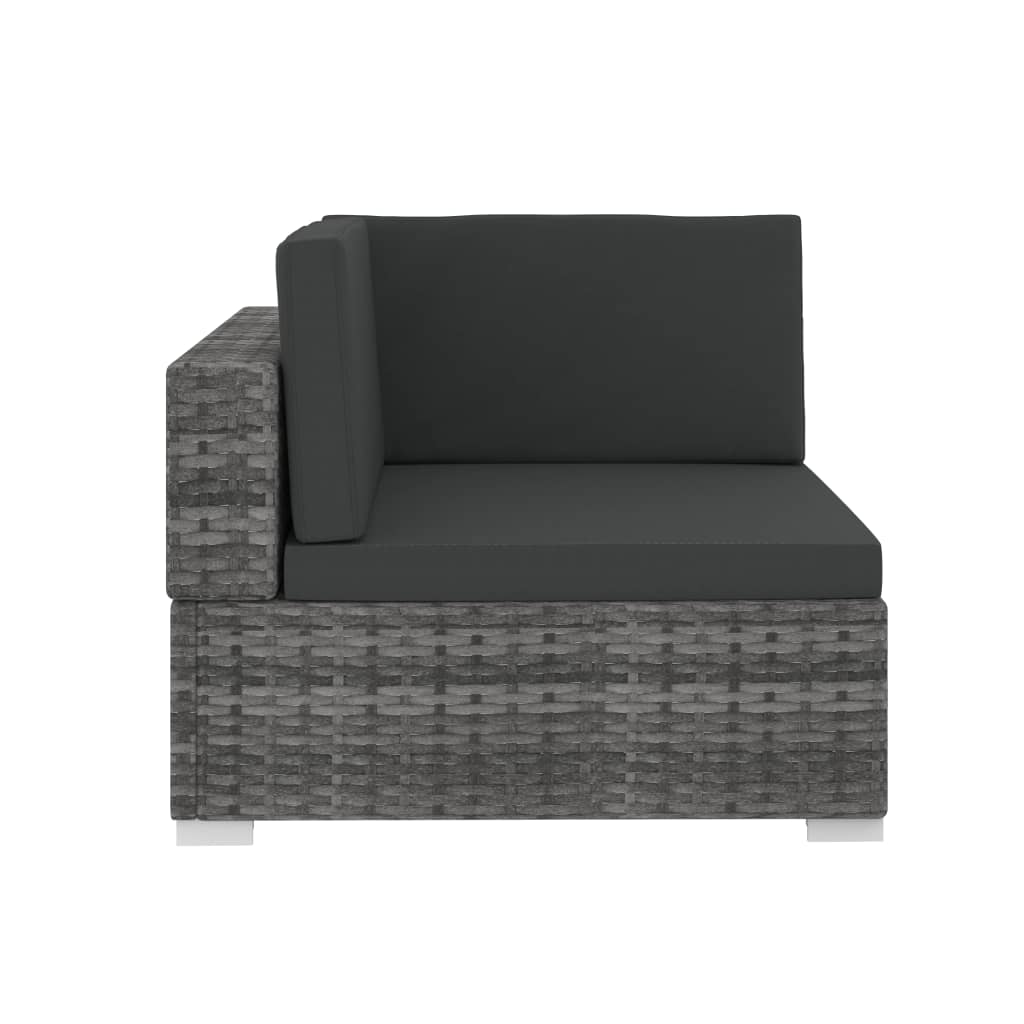Set Divani da Giardino 3 pz con Cuscini in Polyrattan Grigio - immagine 4