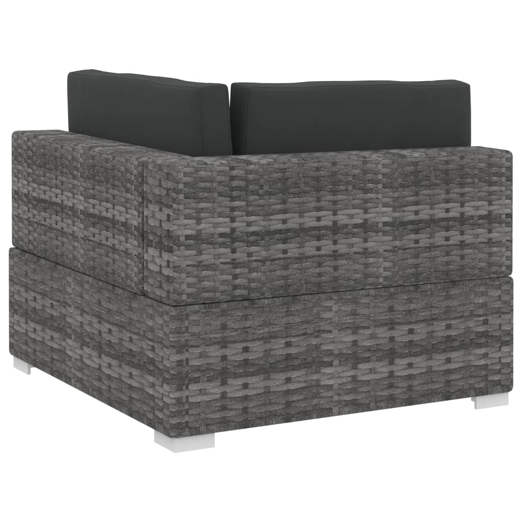 Set Divani da Giardino 3 pz con Cuscini in Polyrattan Grigio - immagine 5