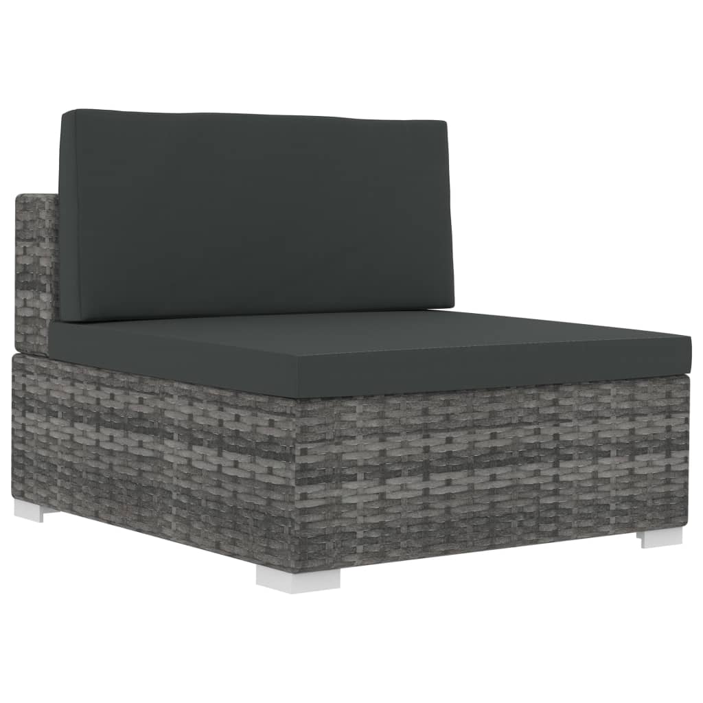 Set Divani da Giardino 3 pz con Cuscini in Polyrattan Grigio - immagine 6