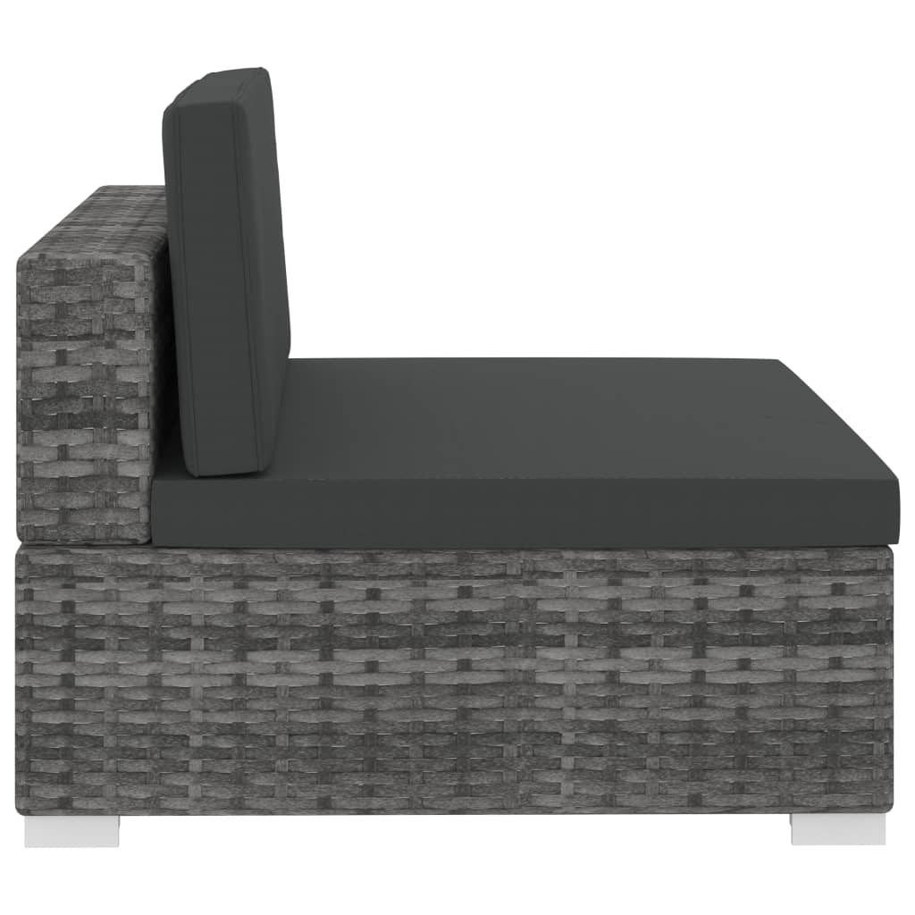 Set Divani da Giardino 3 pz con Cuscini in Polyrattan Grigio - immagine 7