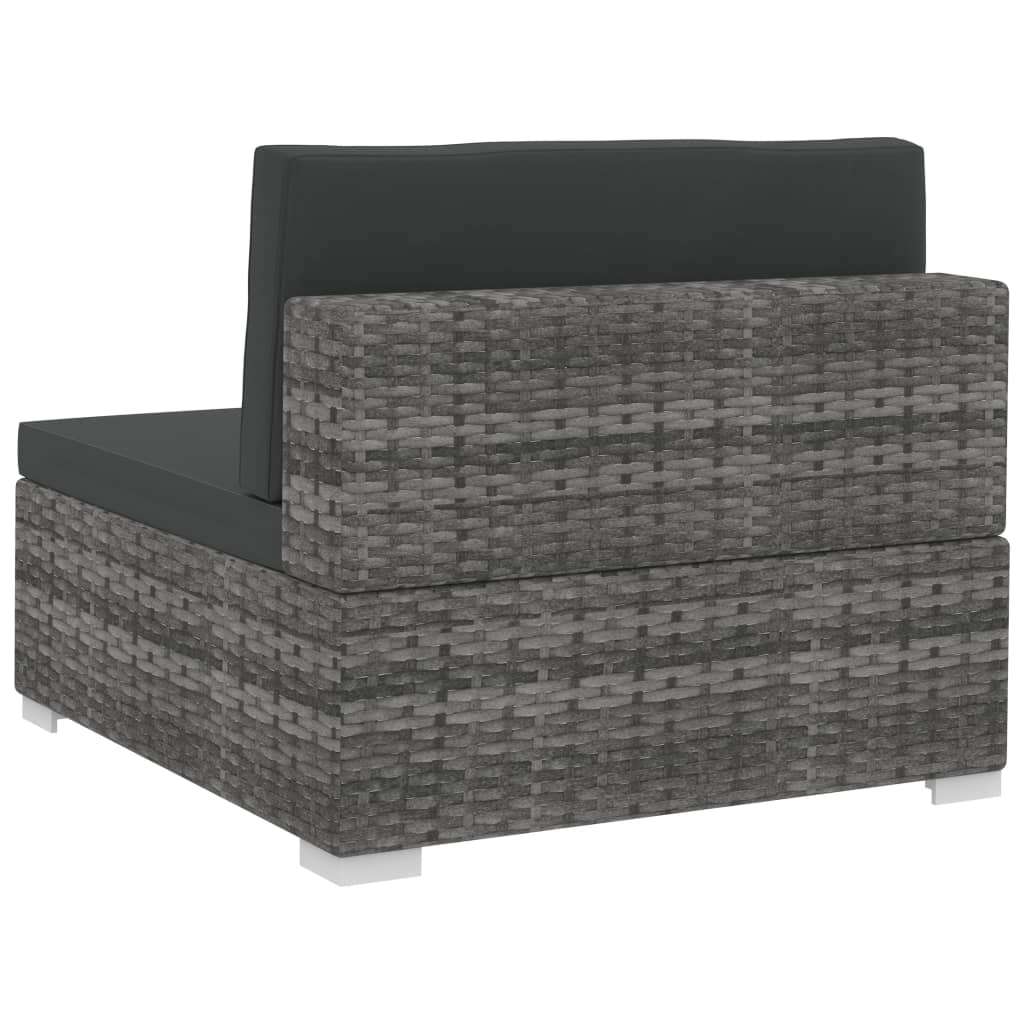 Set Divani da Giardino 3 pz con Cuscini in Polyrattan Grigio - immagine 8
