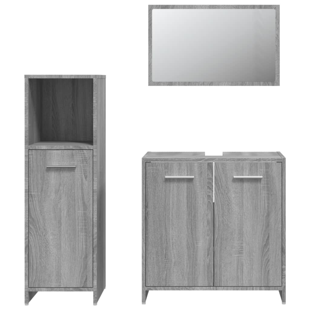 Set Mobili da Bagno 3 pz Rovere Fumo in Legno Multistrato - immagine 4