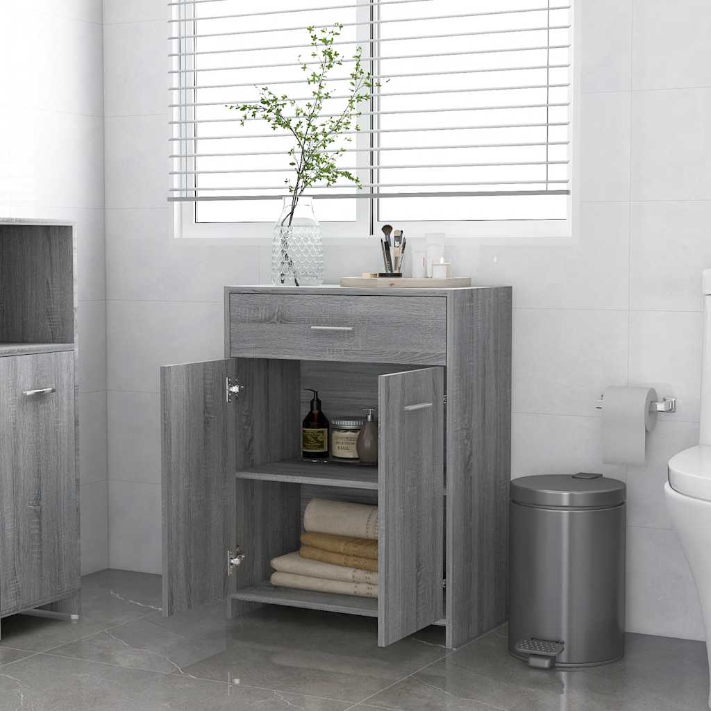 Armadietto Bagno Grigio Sonoma 60x33x80 cm in Legno tecnico - immagine 3