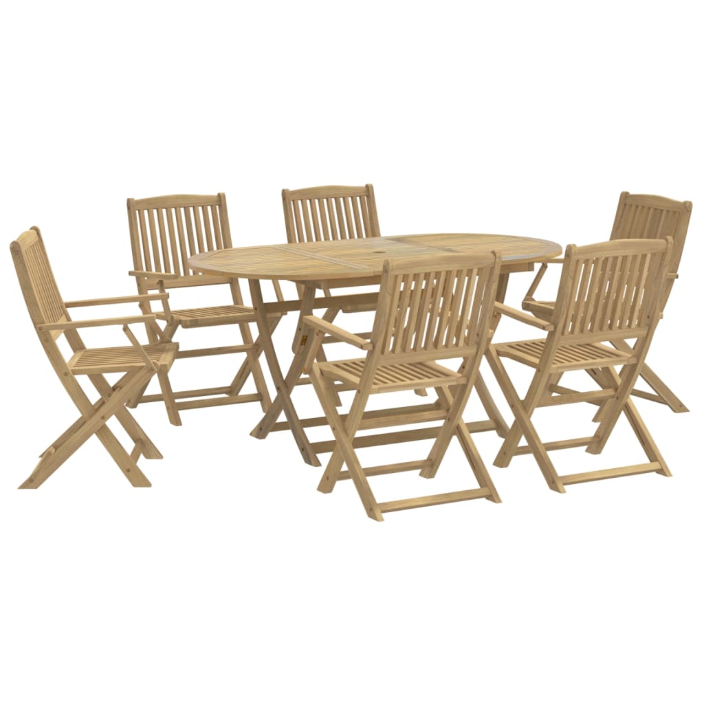 Set da Pranzo da Giardino 7 pz in Legno Massello di Acacia - immagine 2