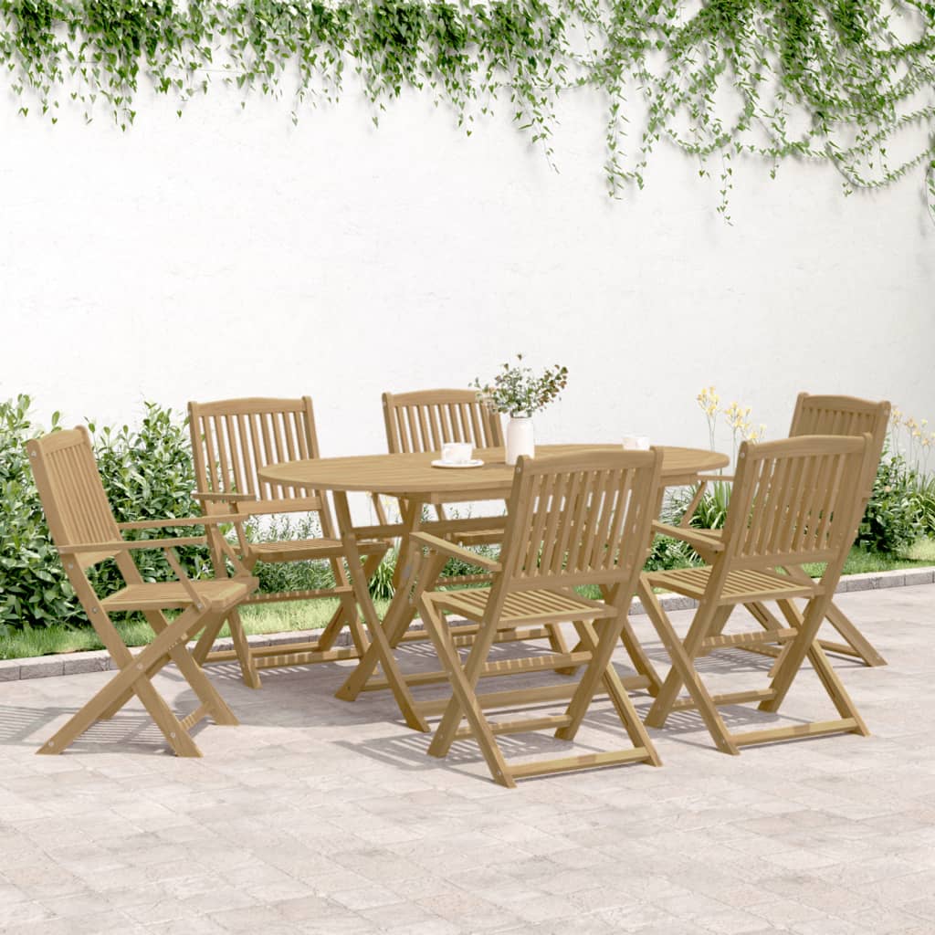 Set da Pranzo da Giardino 7 pz in Legno Massello di Acacia - immagine 3