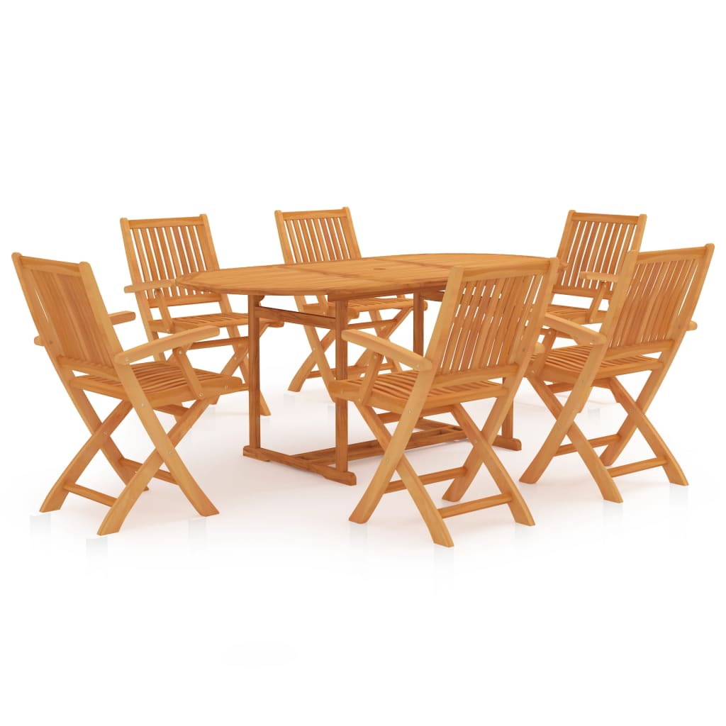 Set da Pranzo da Giardino 7 pz in Legno Massello di Teak - immagine 2