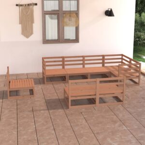 Set Salotto da Giardino 8pz Marrone Ambra Legno Massello Pino