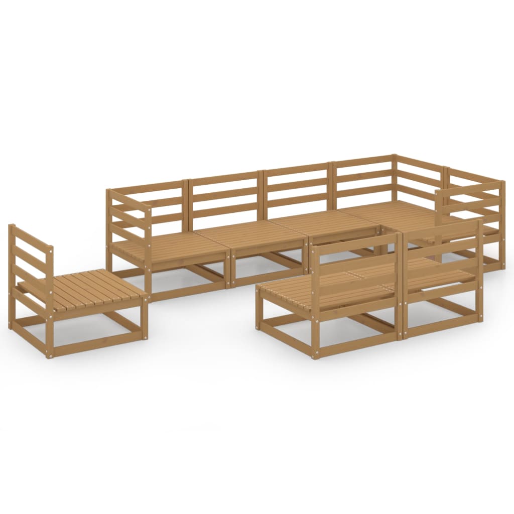 Set Salotto da Giardino 8pz Marrone Ambra Legno Massello Pino - immagine 2