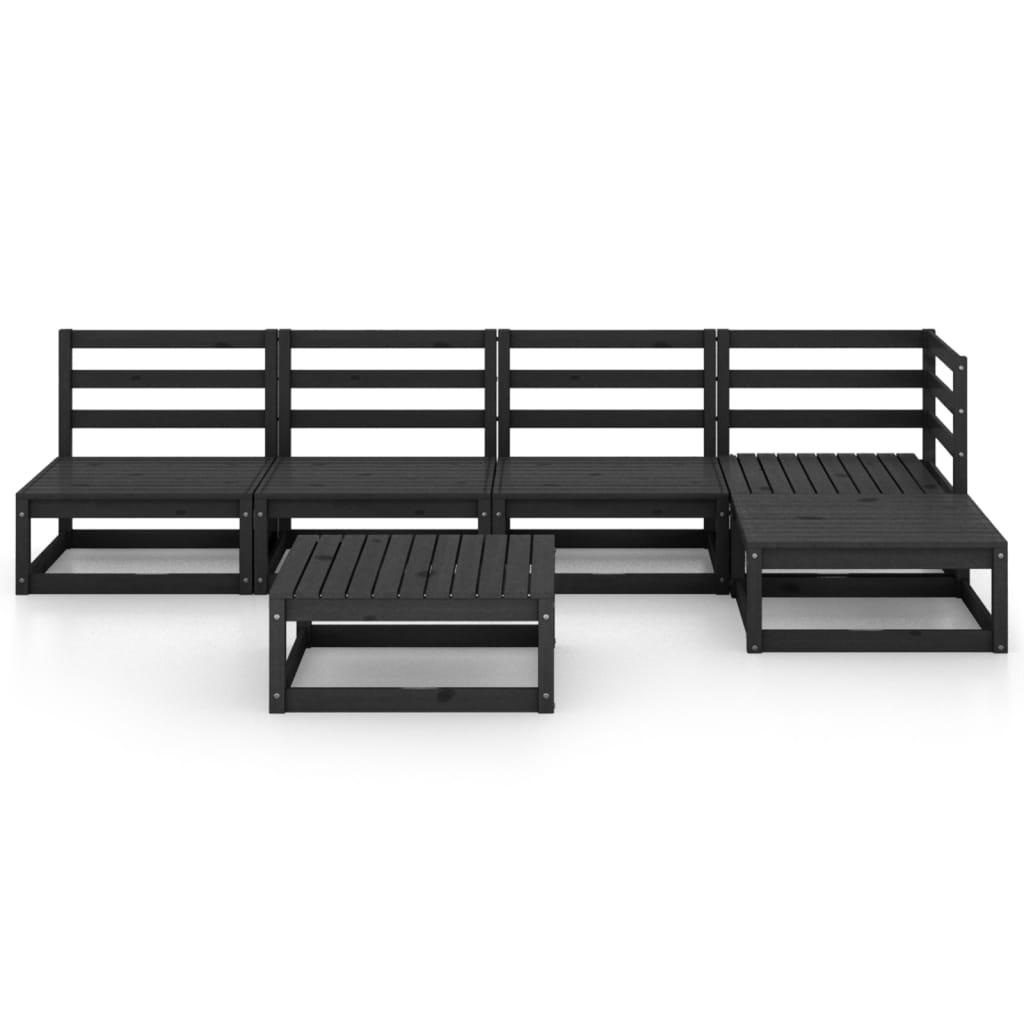 Set Divani da Giardino 6 pz Nero in Legno Massello di Pino - immagine 3