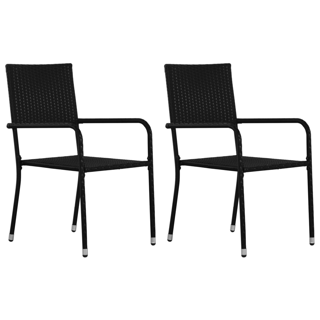 Set da Pranzo da Giardino 3 pz in Polyrattan Nero - immagine 3