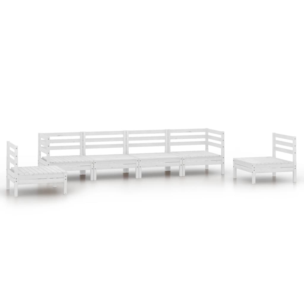 Set Divani da Giardino 6 pz Bianco in Legno Massello di Pino - immagine 2
