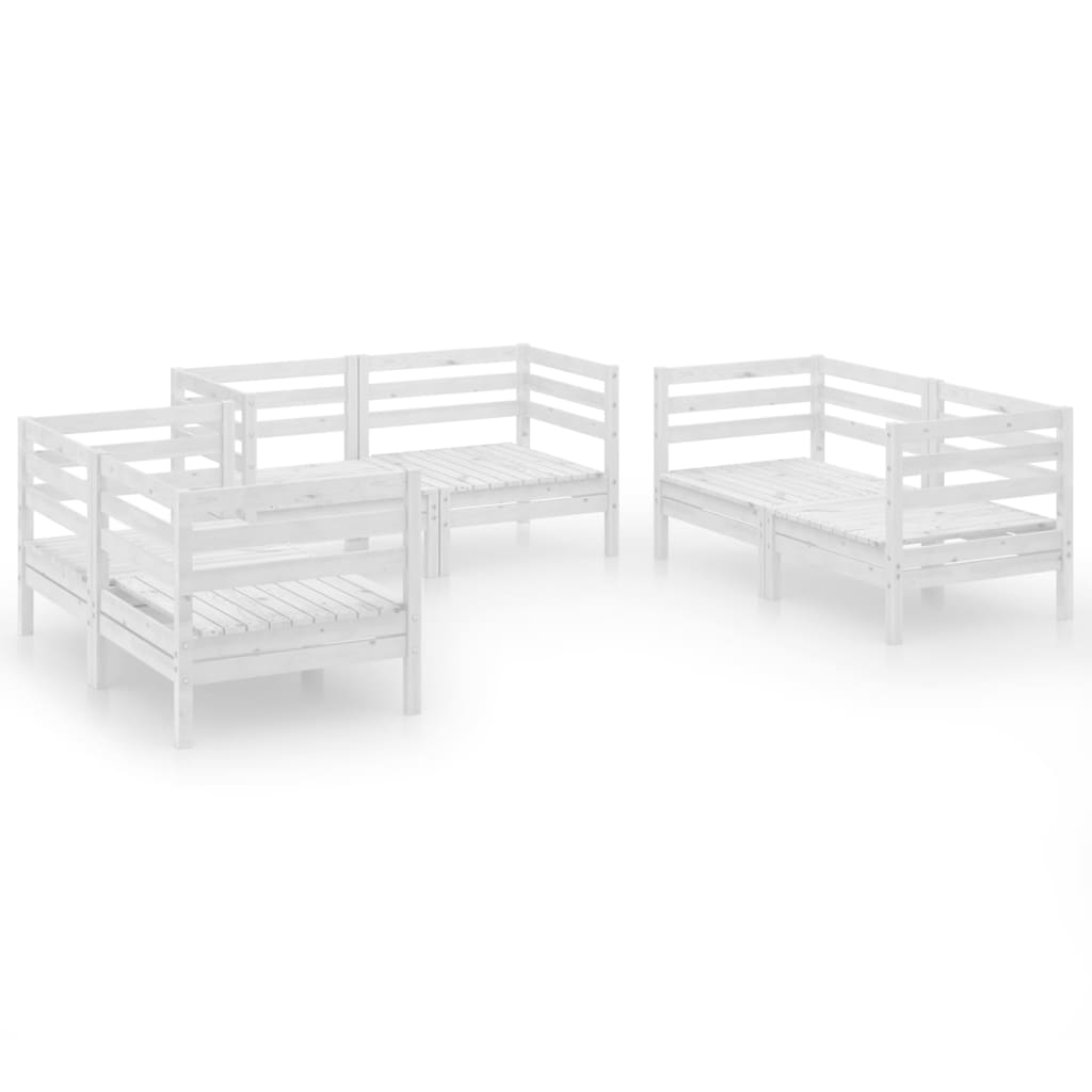 Set Divani da Giardino 6 pz Bianco in Legno Massello di Pino - immagine 2