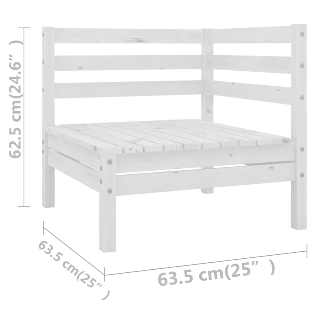 Set Divani da Giardino 6 pz Bianco in Legno Massello di Pino - immagine 6