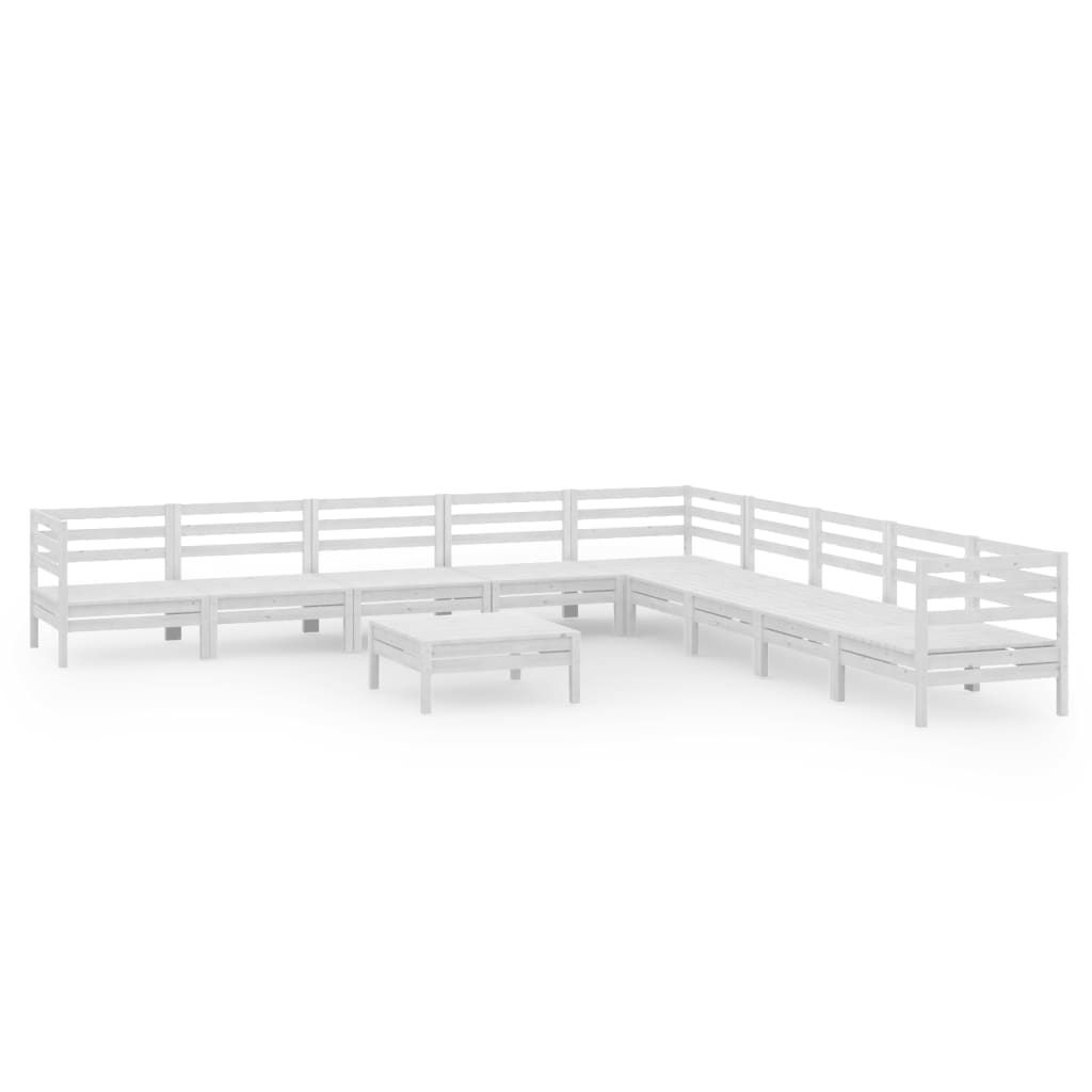 Set Salotto da Giardino 10 pz in Legno Massello di Pino Bianco - immagine 2