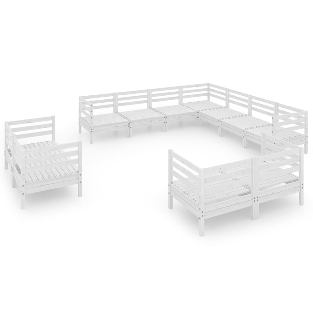 Set Salotto da Giardino 11 pz in Legno Massello di Pino Bianco - immagine 2