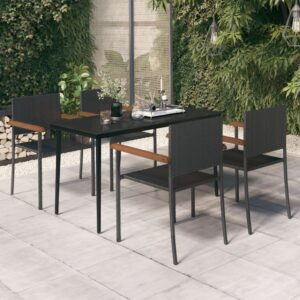Set da Pranzo da Giardino 5 pz Nero