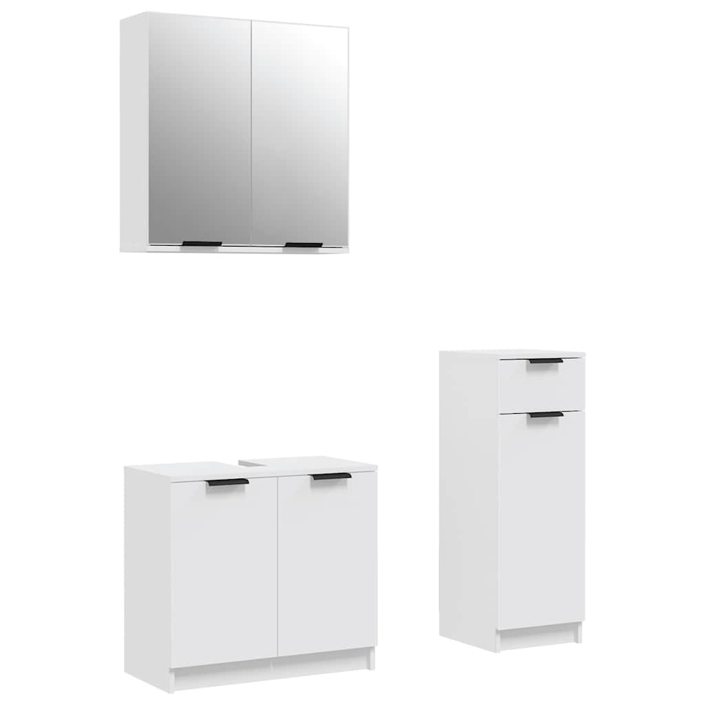 Set di Mobili da Bagno 3 pz Bianco in Legno Multistrato - immagine 2