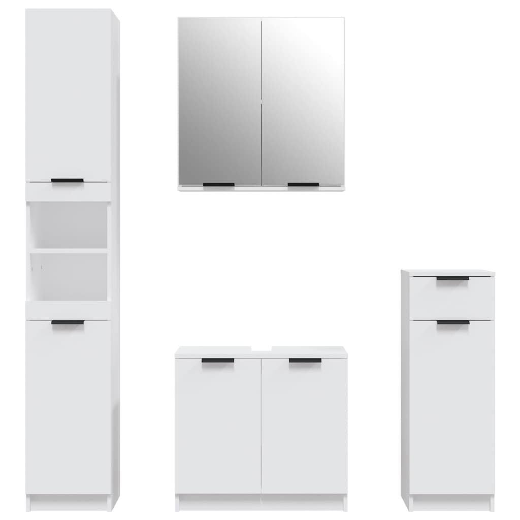 Set di Mobili da Bagno 4 pz Bianco in Legno Multistrato - immagine 4