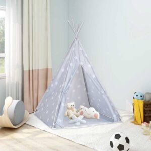 Tenda Tipi Bambini con Borsa Grigio Poliestere 115x115x160cm