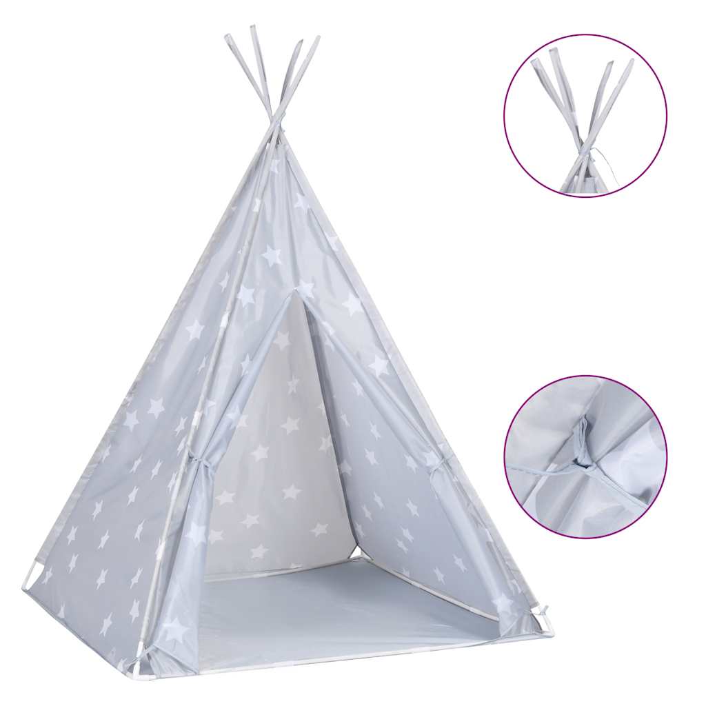 Tenda Tipi Bambini con Borsa Grigio Poliestere 115x115x160cm - immagine 2