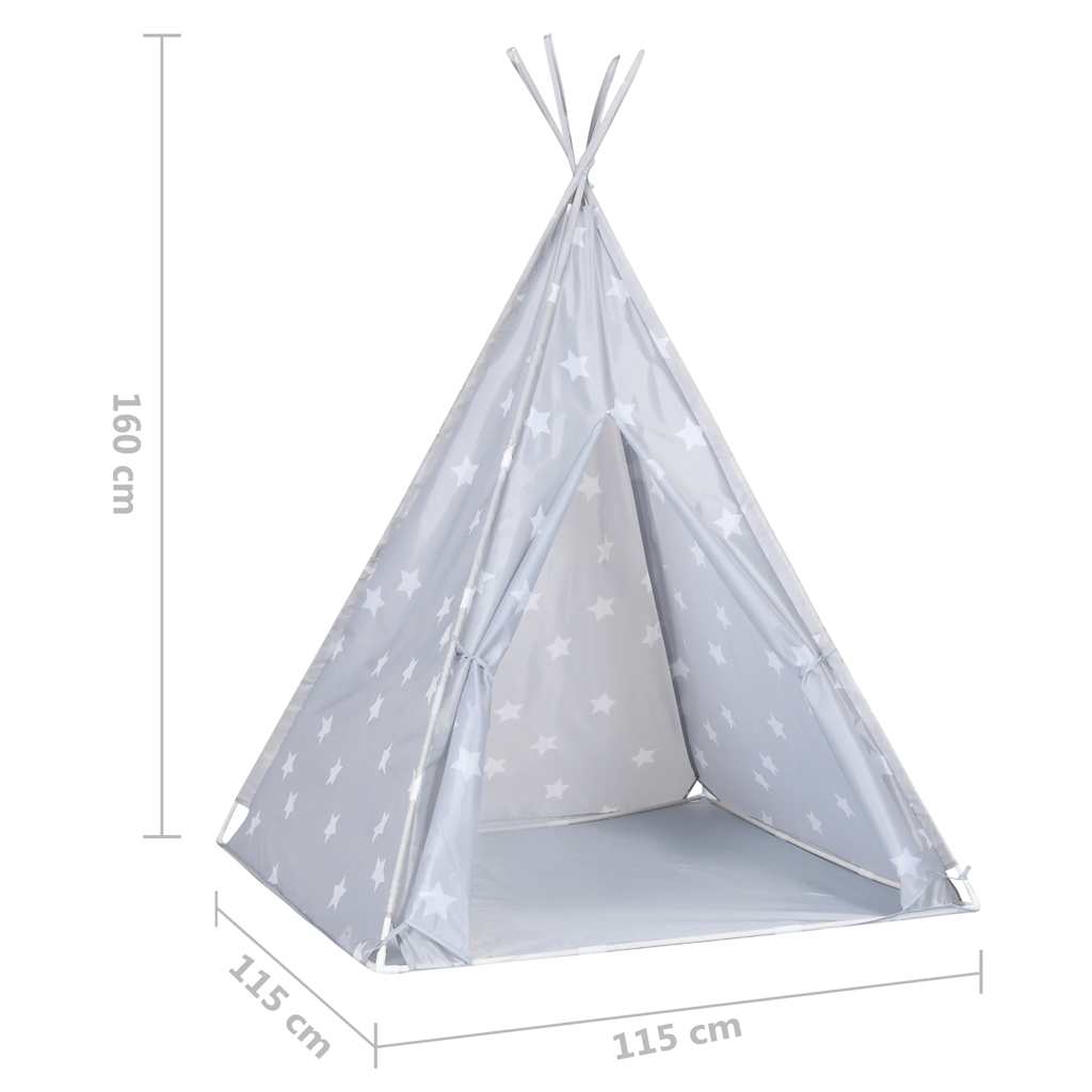 Tenda Tipi Bambini con Borsa Grigio Poliestere 115x115x160cm - immagine 7