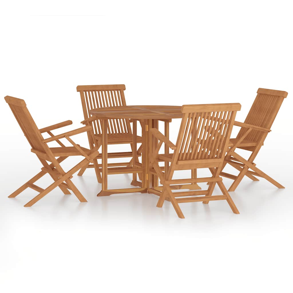Set da Pranzo Pieghevole per Esterni 5pz Legno Massello di Teak - immagine 2