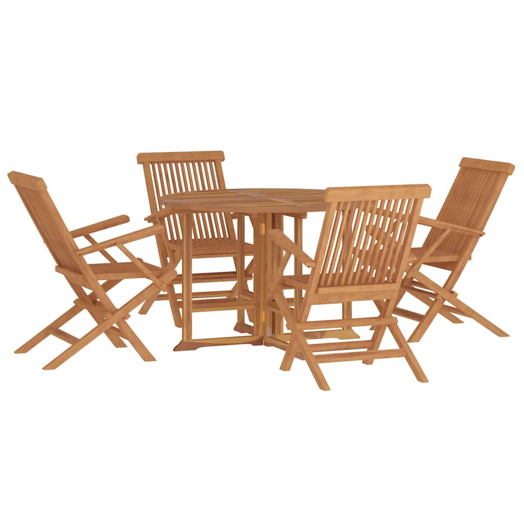 Set da Pranzo Pieghevole per Esterni 5pz Legno Massello di Teak - immagine 3