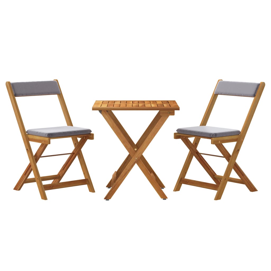 Set da Bistrò Pieghevole 3pz con Cuscini Legno Massello Acacia - immagine 3