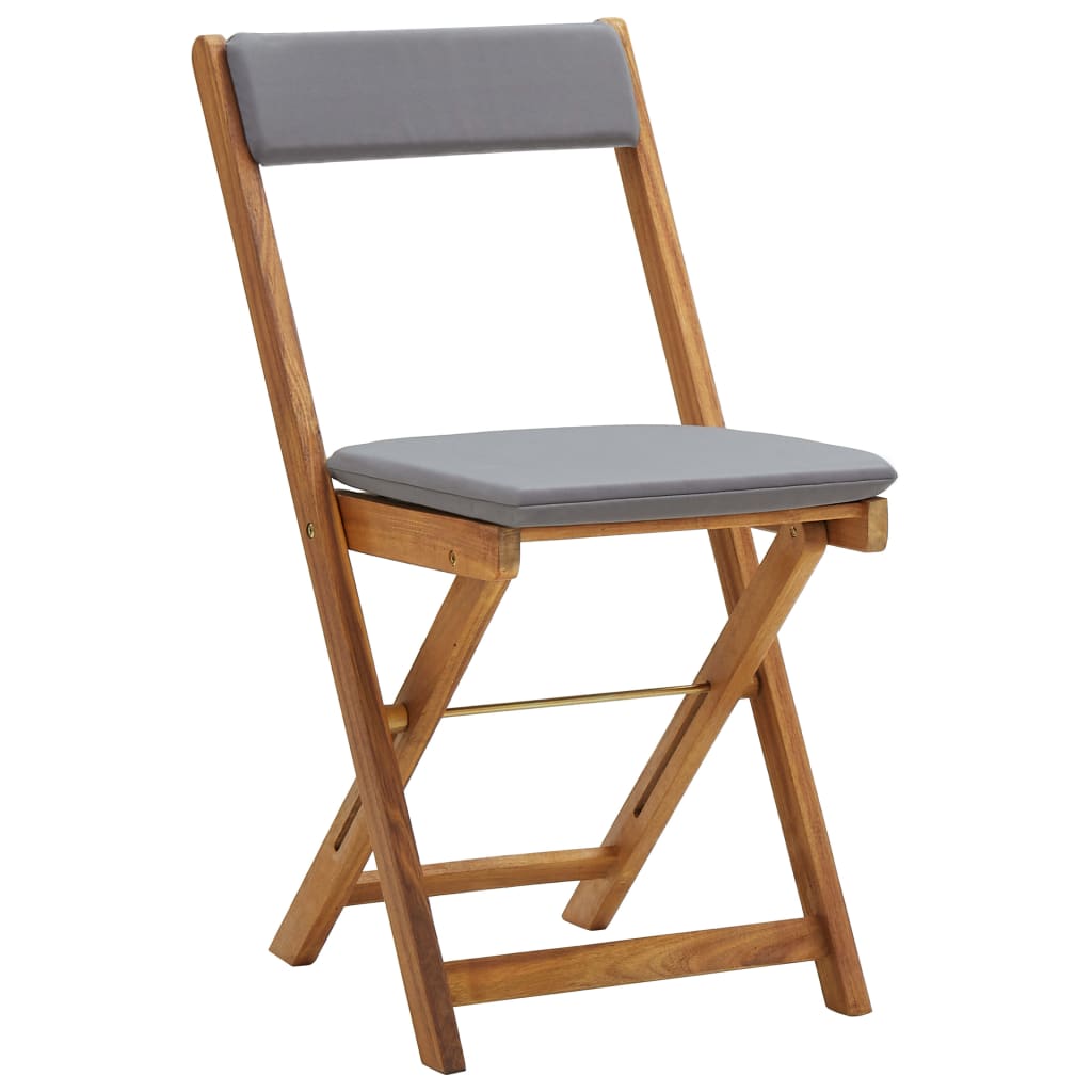 Set da Bistrò Pieghevole 3pz con Cuscini Legno Massello Acacia - immagine 4