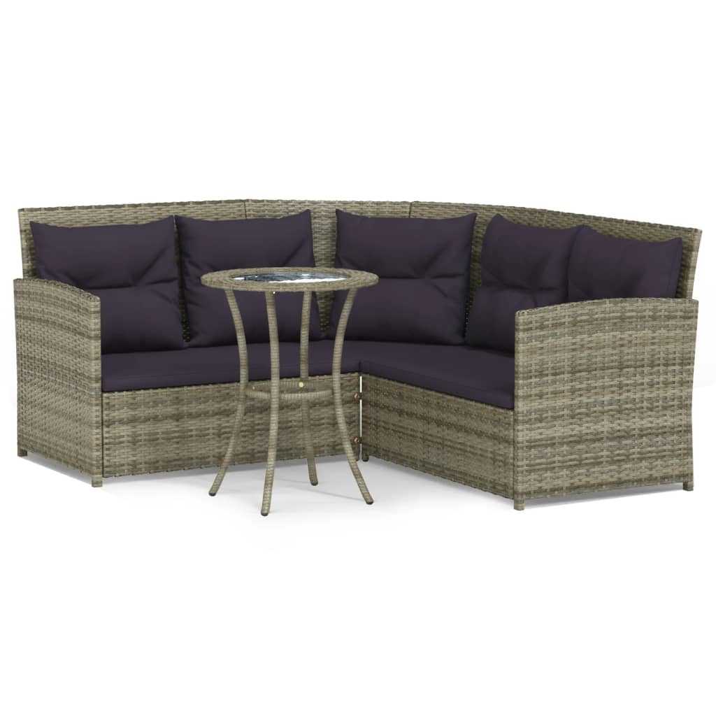 Set Divano a L con Cuscini 2 pz Grigio in Polyrattan - immagine 2