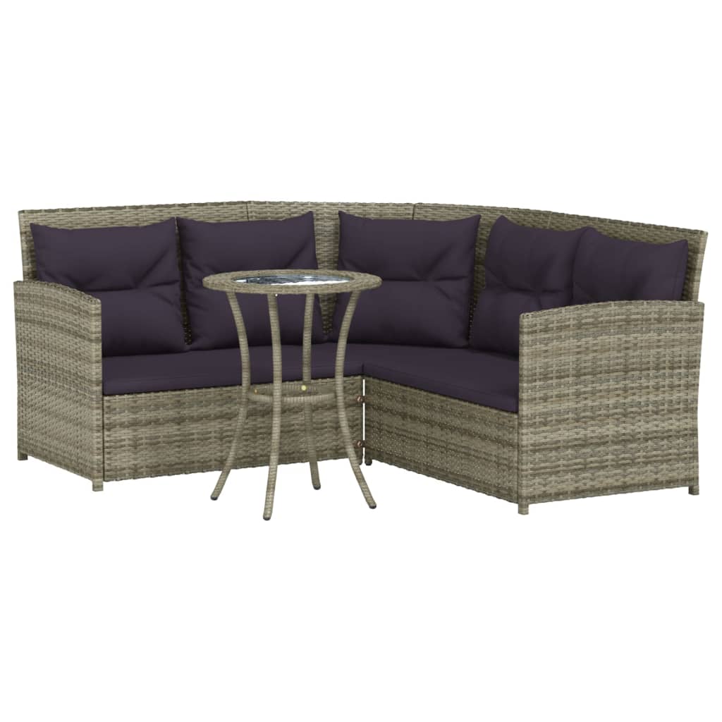 Set Divano a L con Cuscini 2 pz Grigio in Polyrattan - immagine 3