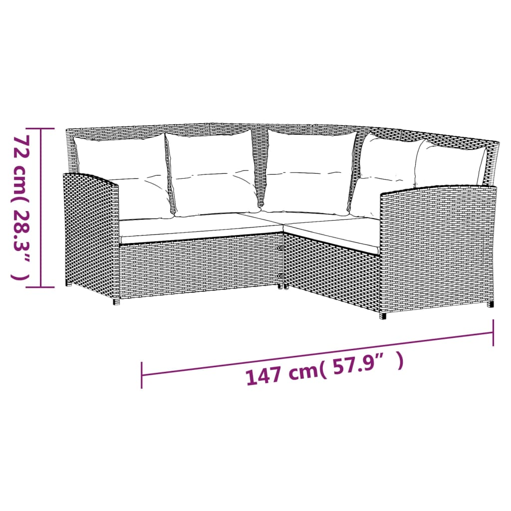 Set Divano a L con Cuscini 2 pz Grigio in Polyrattan - immagine 8