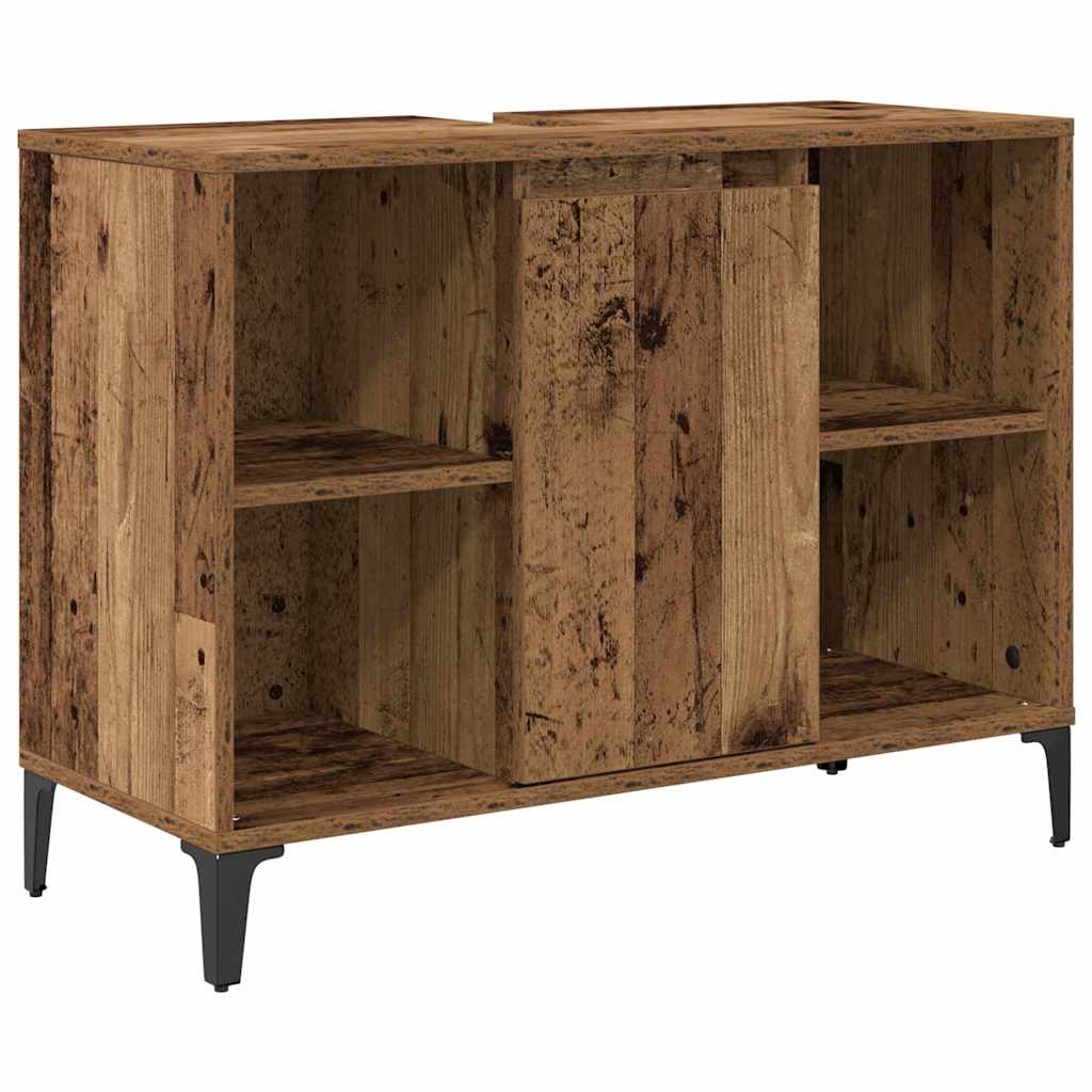 Set di mobili per il bagno con lo scaffale 3 pcs Legno vecchio - immagine 6