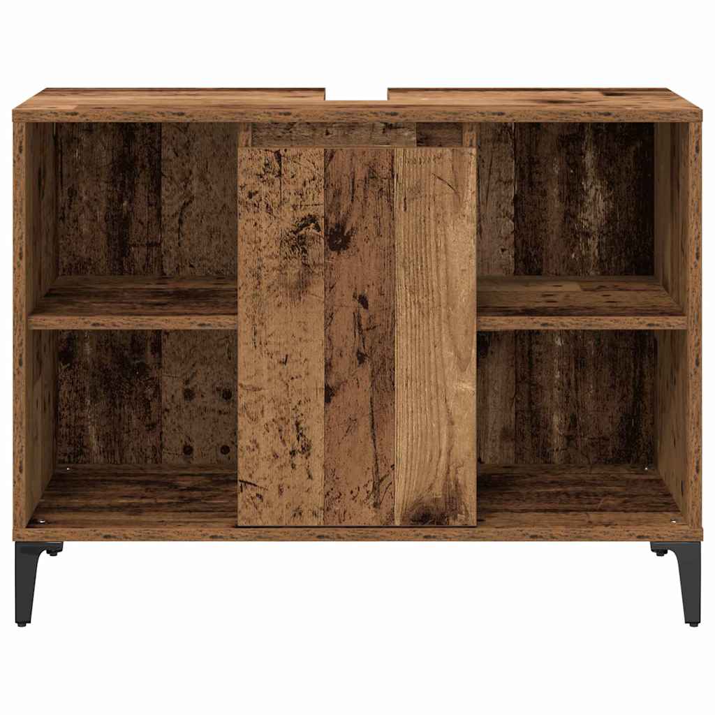 Set di mobili per il bagno con lo scaffale 3 pcs Legno vecchio - immagine 7