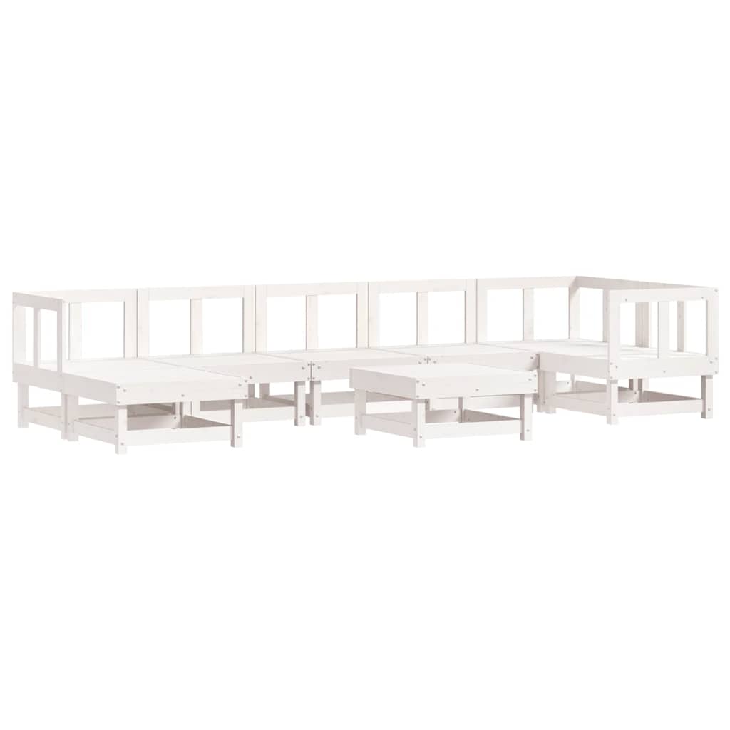 Set Divani da Giardino 8pz con Cuscini in Legno Massello Bianco - immagine 3