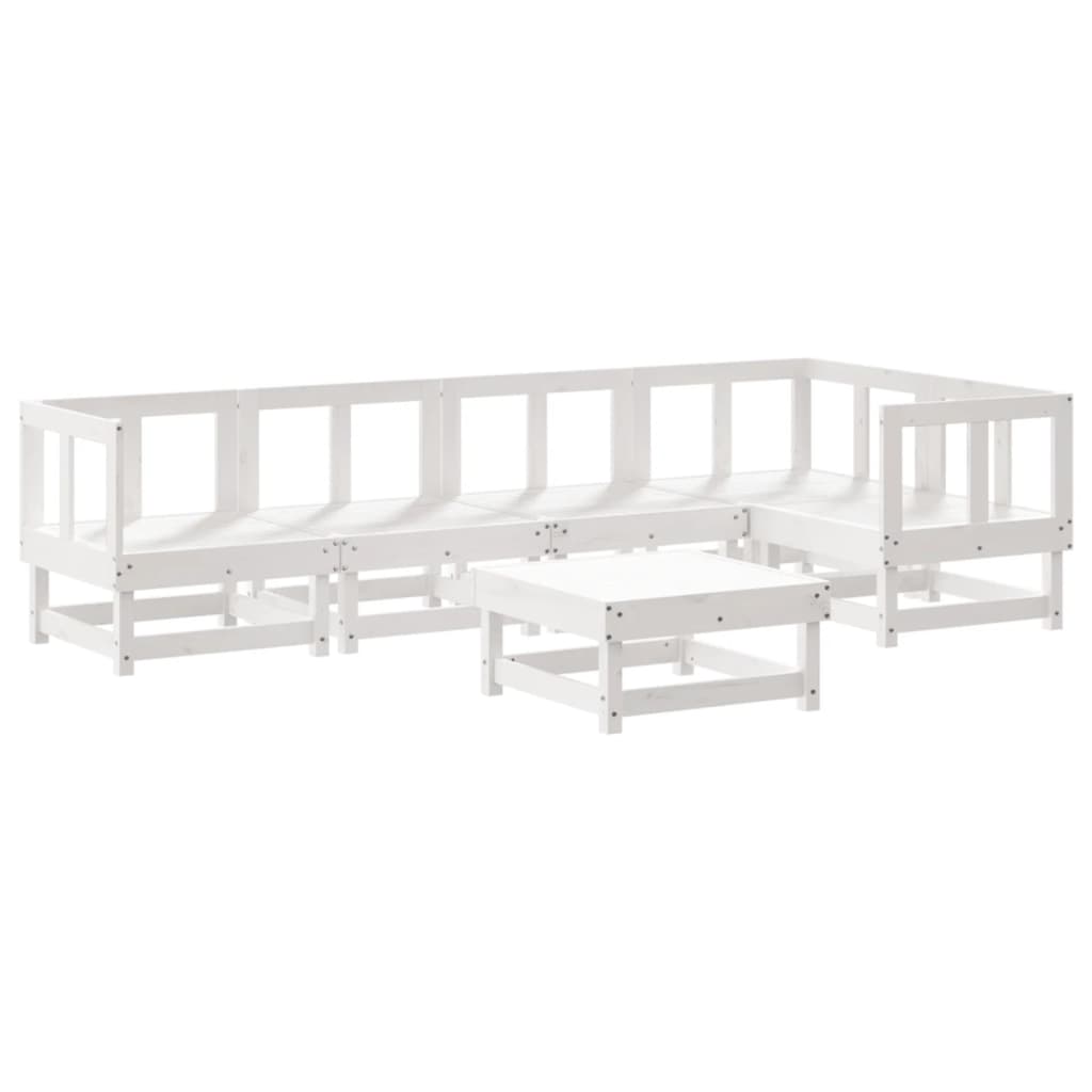 Set Salotto da Giardino 6 pz Bianco in Legno Massello di Pino - immagine 2