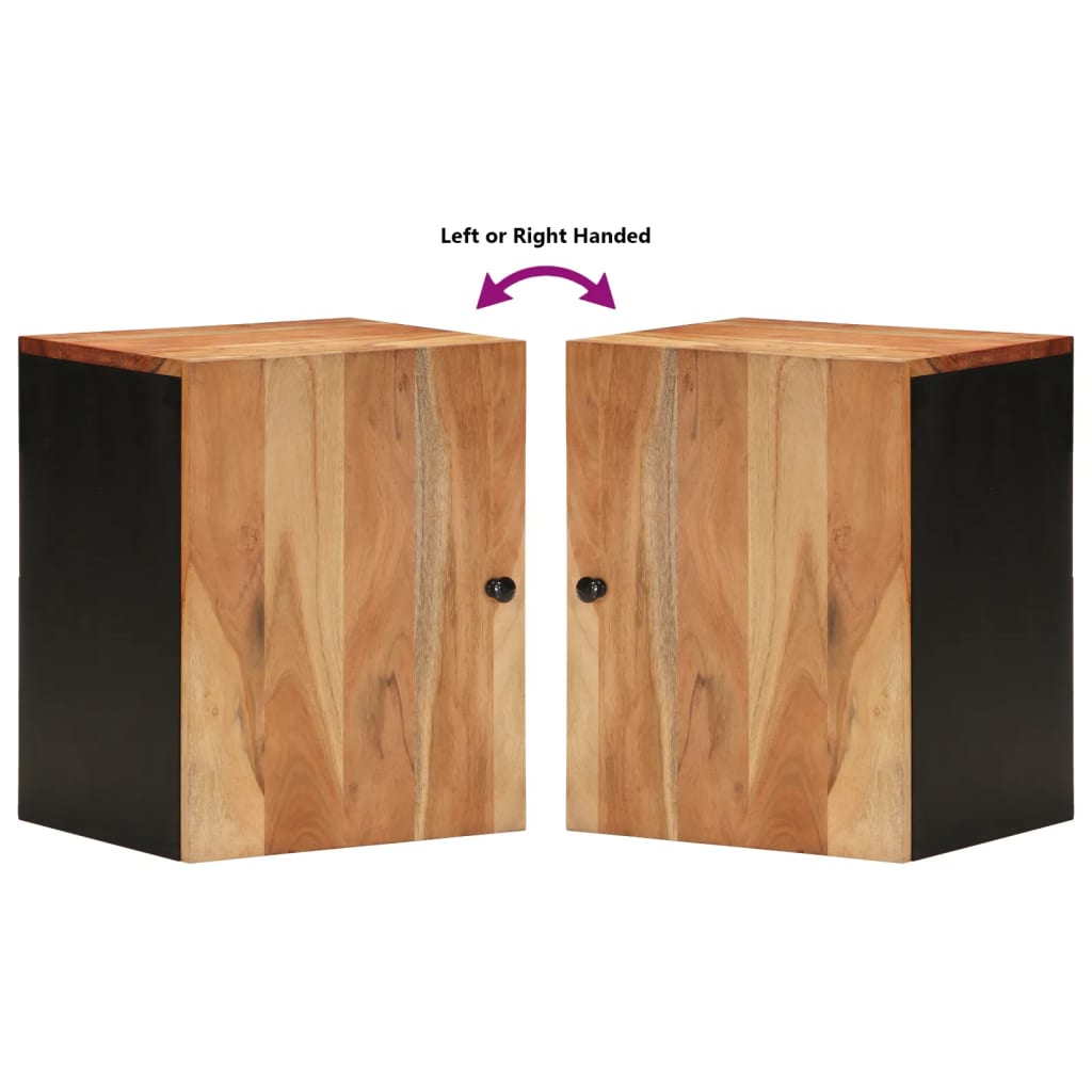 Mobile da Bagno a Parete 38x33x48cm in Legno Massello di Acacia - immagine 6