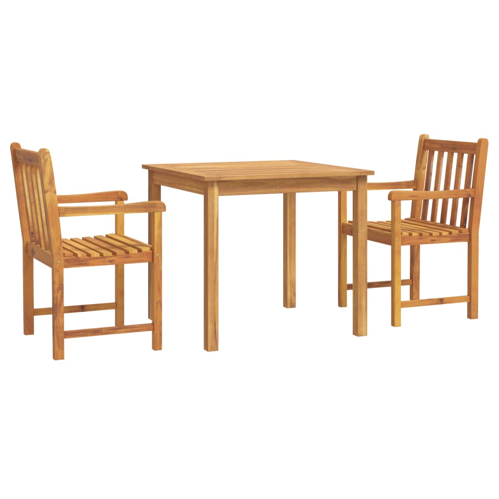 Set da Pranzo per Giardino 3 pz in Legno Massello di Acacia - immagine 2