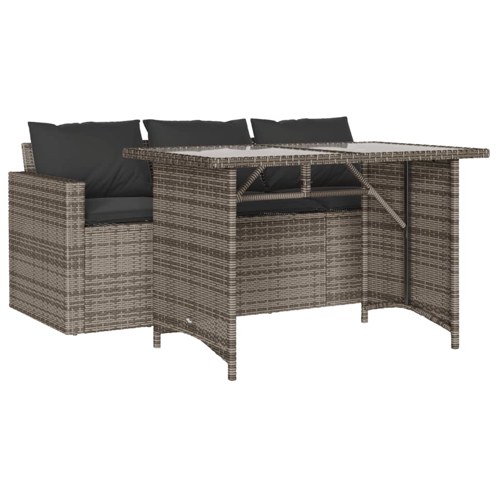 Set da Pranzo da Giardino 2 pz con Cuscini in Polyrattan Grigio - immagine 2