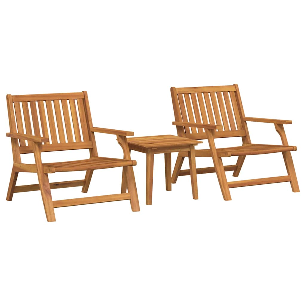 Sedia da Giardino 3 pcs Marrone Legno di Acacia Massello - immagine 2